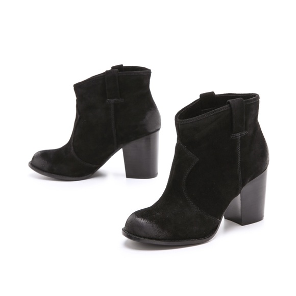 Black Oiled Rubbed Artisan Distressed Ankle Boots - Picture 4 of 5